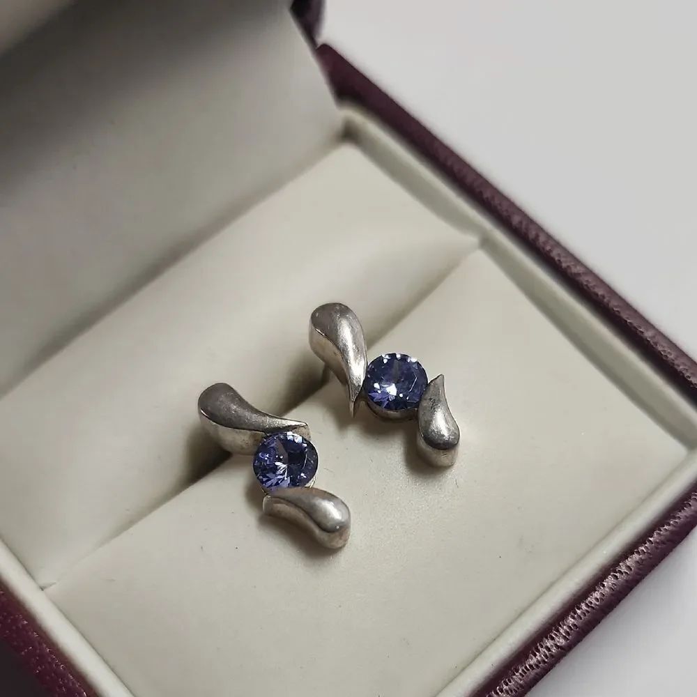 Sterling Silver And Cz Stud Earrings